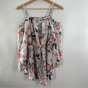 Blush straps off shoulder floral blouse Flowy large